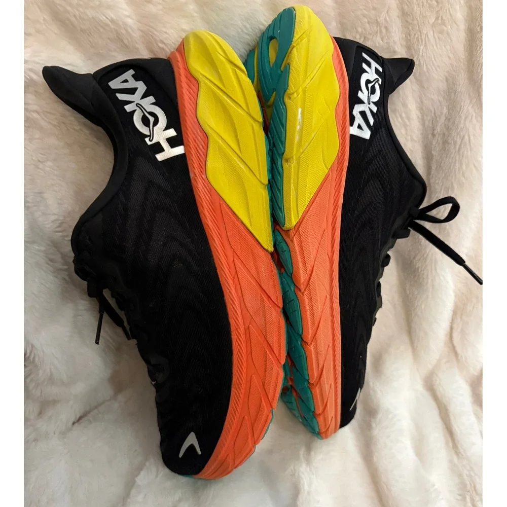 Hoka One One Clifton11 Arahi 6 Mens Running Shoes Black Flame Orange Yelloze 9D